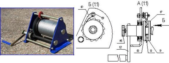 Лебедка ручная барабанная чертеж