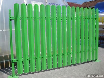 Забор народный (из металлического штакетника) h=1,25м, цвет зеленый 5