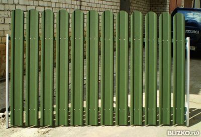 Забор народный (из металлического штакетника) h=1,25м, цвет светло-зеленый