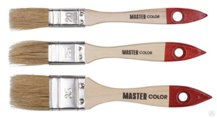 Набор из 3-х флейцевых кистей натуральная щетина, деревянная ручка (20,25,35мм) Master Color 