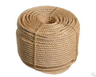 КАНАТ ДЖУТОВЫЙ многопрядный тросового плетения диаметр 10, Бухта 25 кг (420