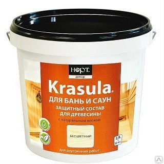 Состав защитный для древесины Красула (Krasula) для бань и саун 2,9 кг