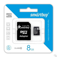 Карта памяти microSDHC Smartbuy 8GB Class 10 (с адаптером SD)
