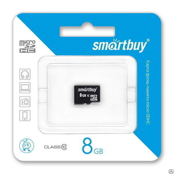 Карта памяти microSDHC Smartbuy 8GB Class 10 (без адаптера)