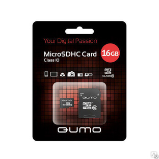 Карта памяти microSDHC Qumo 16GB Class 10 (с адаптером SD)