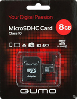 Карта памяти microSDHC Qumo 8GB Class 10 (с адаптером SD)