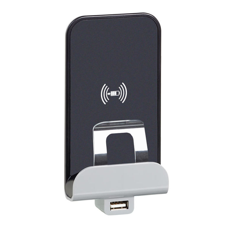 Legrand ETIKA Белый Беспроводное зарядное устройство Qi 1А с дополнительным разьемом USB A 5В 2,4А 672237