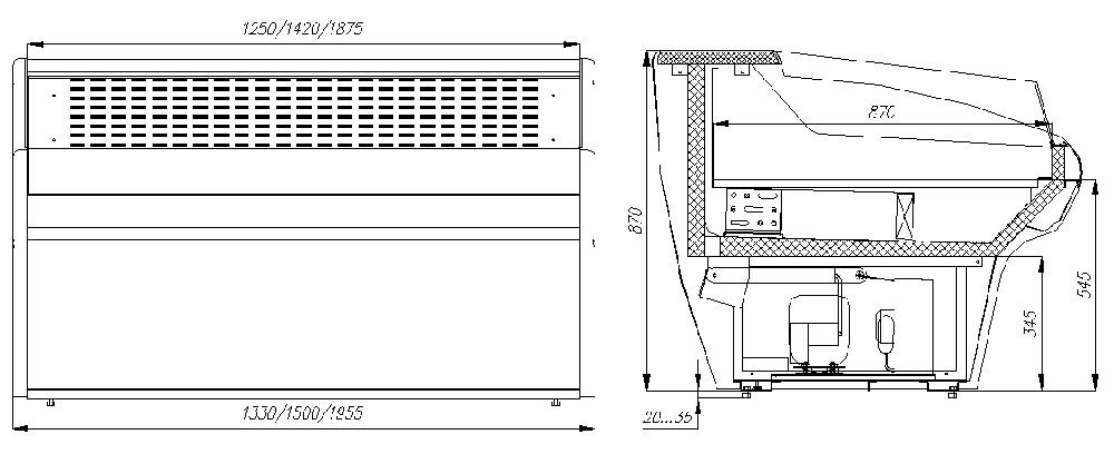 Витрина холодильная ВХСо-1,25 Сarboma G110 (динамика) (G110 VM 1,25-2)
