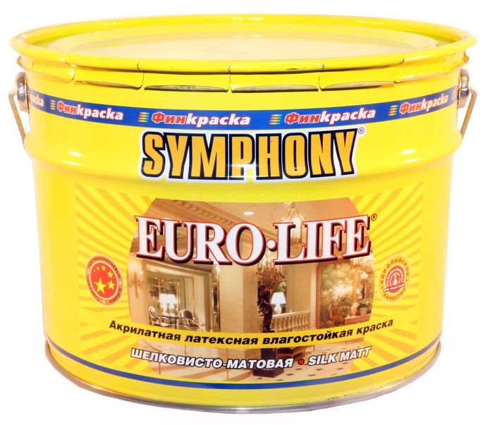 Краска для стен Symphony Euro-LIFE влагостойкая акрилатная латексная 9 л
