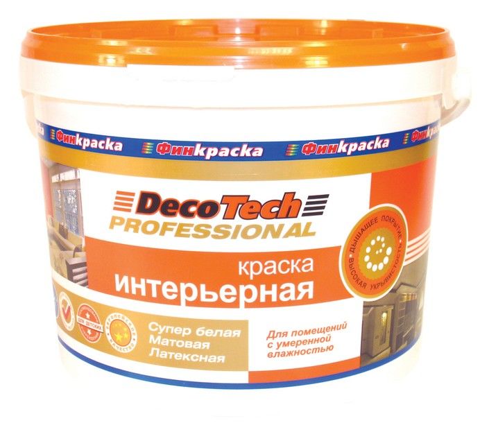 Краска для стен DecoTech ECO акриловая супер белая матовая латексная 3 л