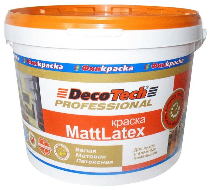 Краска для потолков DecoTech ECO Mattlatex матовая акрилатная для сухих и влажных помещений, белая 3 л