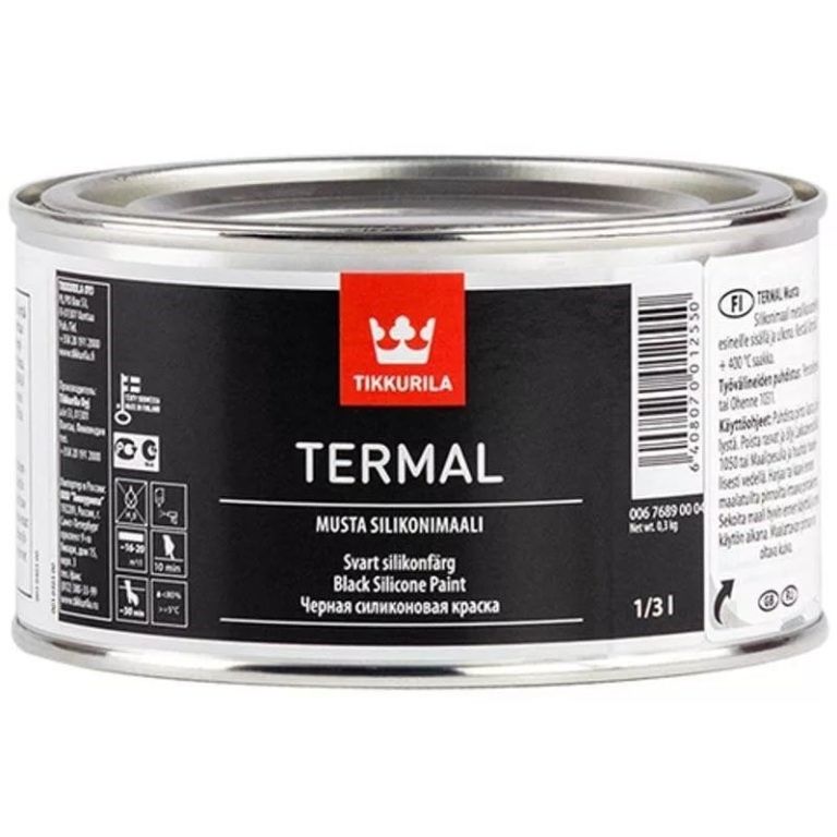 Краска термостойкая Tikkurila Термаль черная, алюминиевая 0,33 л
