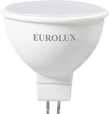 Лампа светодиодная Eurolux LL-E-MR16-7W-230-2 7K-GU5.3 (рефлектор 7Вт тепл. GU5.3) белый