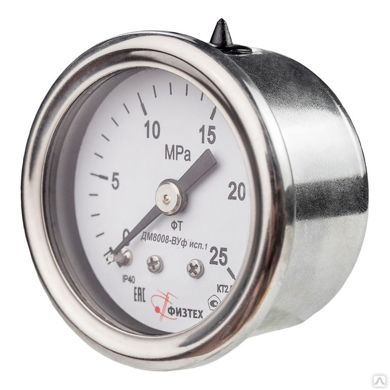 Манометр виброустойчивый ДМ8008-ВУф-10 МПа кт.2,5 d.40 IP65 М10*1 ОШ ...