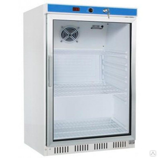 Шкаф холодильный формата 50,2*44 см объемом 130 л со стеклянный дверью, эмалированный Koreco HR200G #1