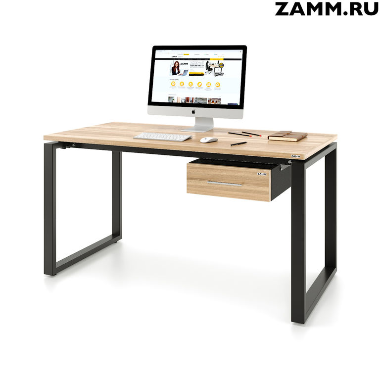 Стол компьютерный/письменный ZAMM прямой Зета ТР с под-ой тумбой (1 ящик) Д