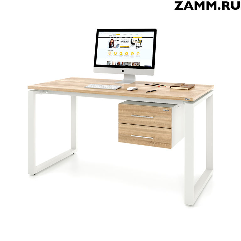 Стол компьютерный/письменный ZAMM прямой Зета ТР с под-ой тумбой (2 ящика)