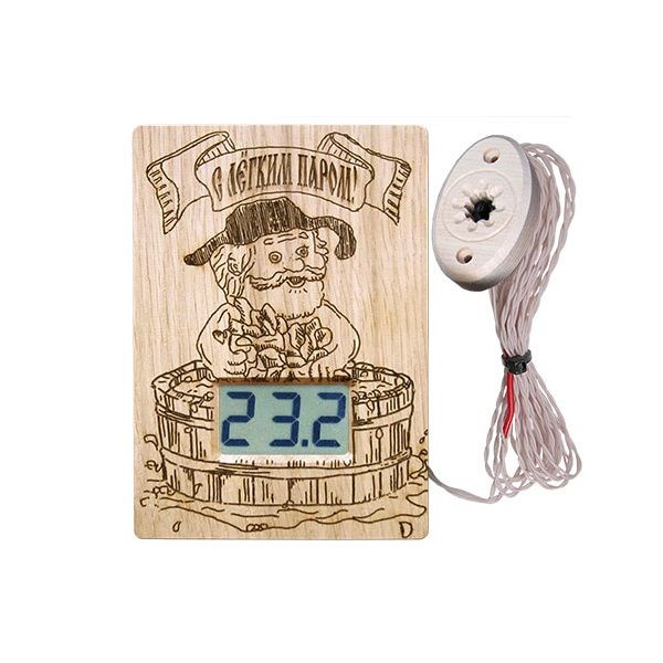 Термометр электронный для сауны ТЭС-Люкс Pt «С легким паром!» с датчиком в декоративном корпусе АПЭЛ