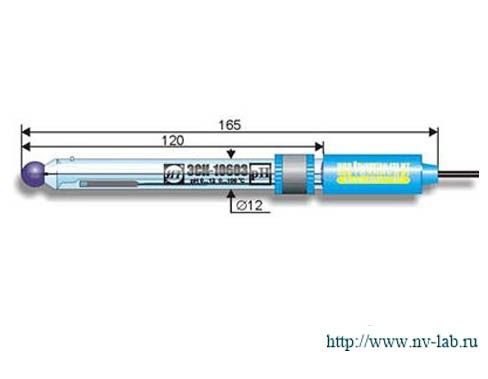 Лабораторный комбинированный pH-электрод ЭСК-10603/7 К 80.10 (с разъёмом BNC и штепселем ШП 4-2)