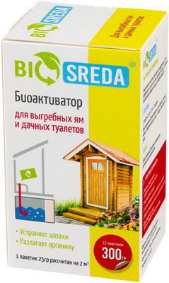 Биоактиватор Biosreda для выгребных ям и дачных туалетов 300 гр 12 пакетико