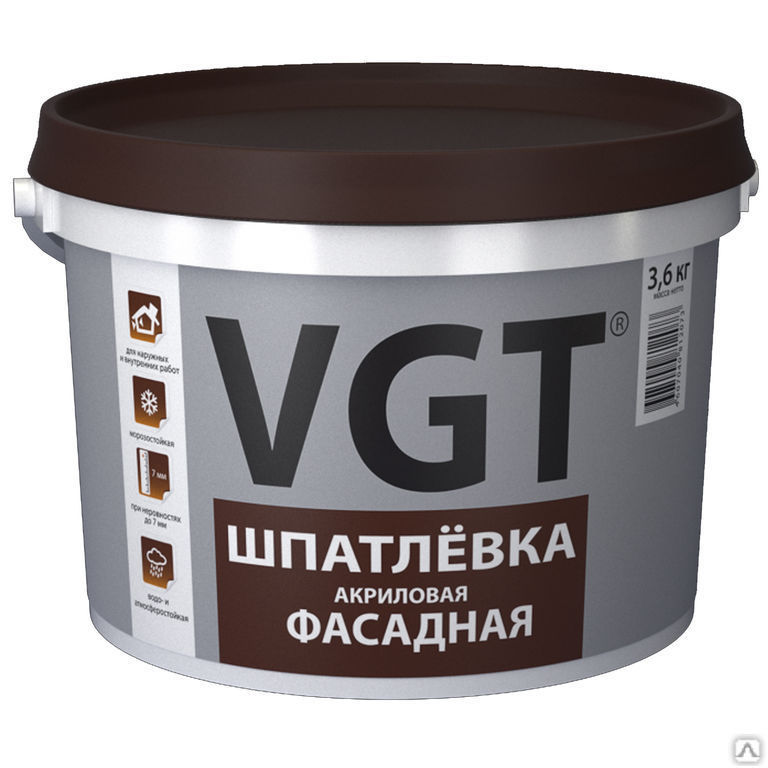 Шпатлёвка фасадная (водостойкая) VGT 3,6 кг