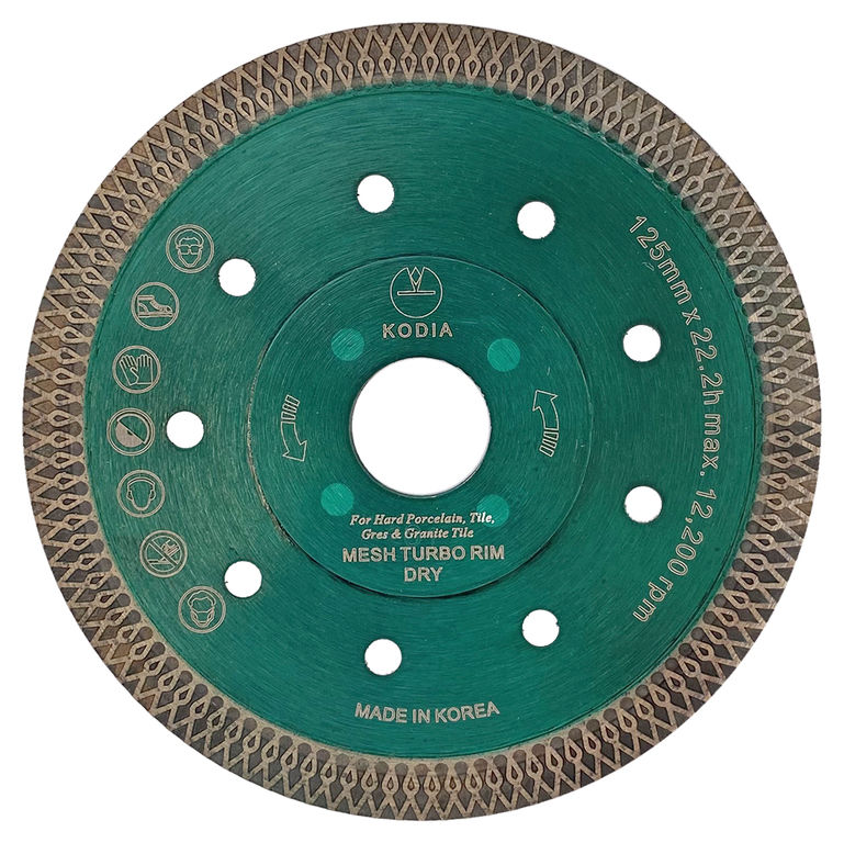 Алмазный диск TURBO MSRBR для резки керамогранита ?125/22,23 мм, KODIA