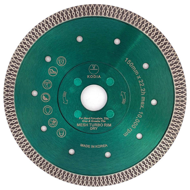 Алмазный диск TURBO MSRBR для резки керамогранита ?150/22,23 мм, KODIA