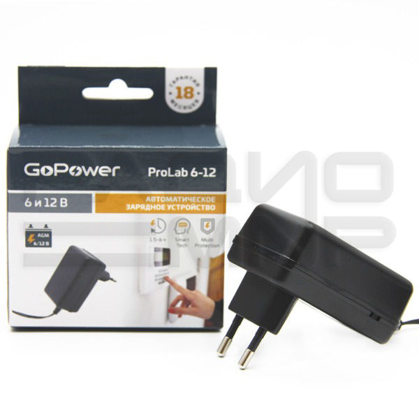 Зарядное устройство для свинцово-кислотных аккумуляторов 6, 12V 1A ProLab 6-12 "GoPower" 3