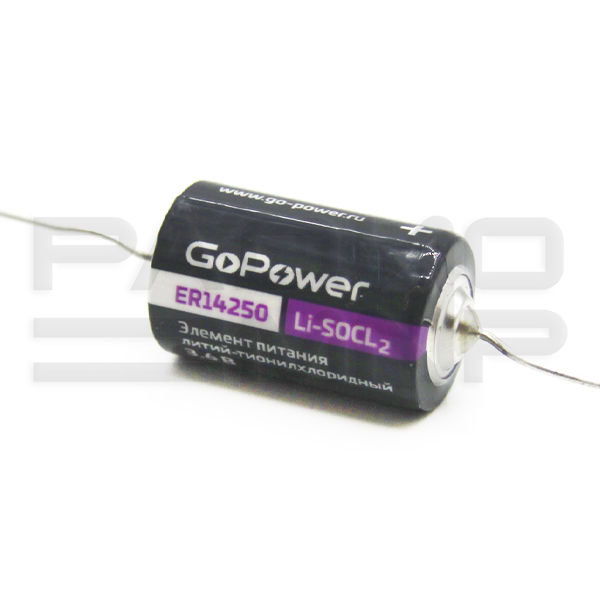 Элемент питания 14250 3.6V (1/2AA) Li-SOCI2 с выводами "GoPower" 2