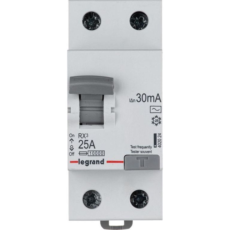 Выключатель дифференциального тока (УЗО) 2п 25А 30мА тип AC RX3 Leg 402024 Legrand