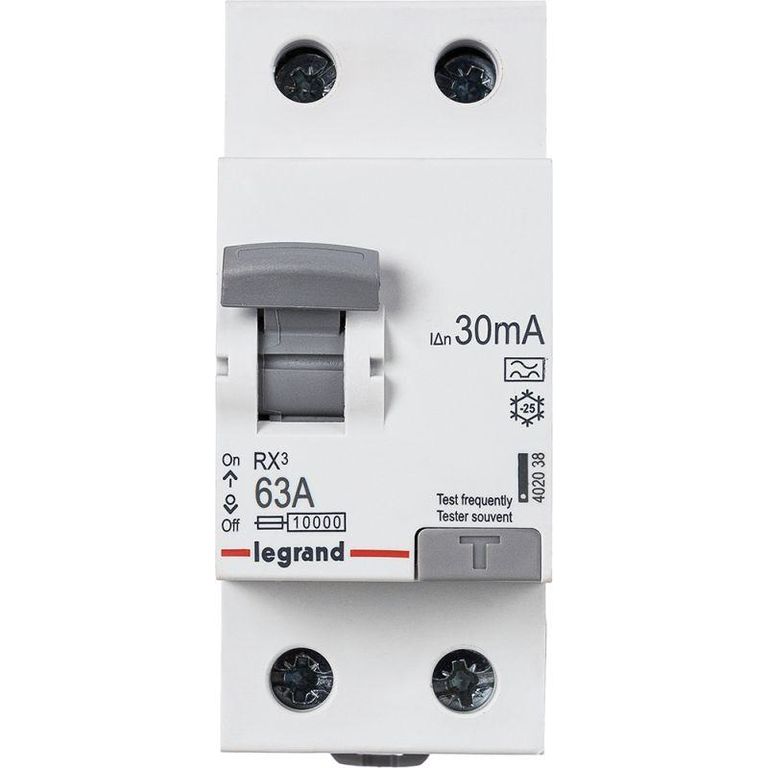 Выключатель дифференциального тока (УЗО) 2п 63А 30мА тип A RX3 Leg 402038 Legrand
