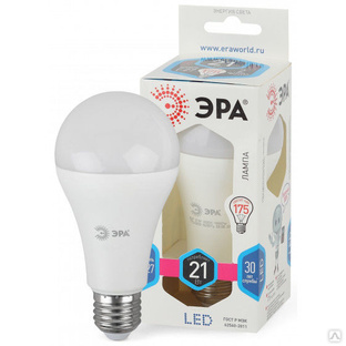 Лампа светодиодная Эра LED А65-21W-840-E27 (диод, груша, 21Вт, нейтр, Е27) 