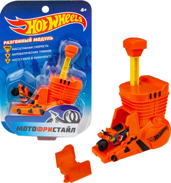 Мотофристайл 1 Toy Hot Wheels (в компл.: инерц. мотобайк турбо ускоритель коннектор 1 аксессуар для трюков)