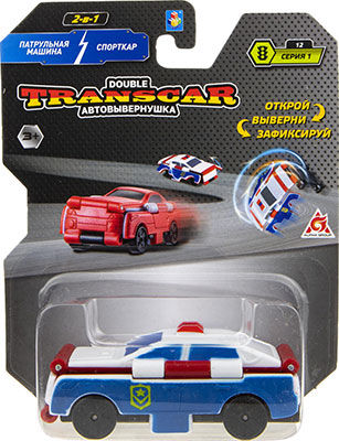 Машинка 1 Toy Transcar Double: Патрульная машина – Спорткар 8 см блистер
