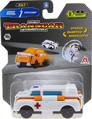 Машинка 1 Toy Transcar Double: Скорая помощь – Кроссовер 8 см блистер