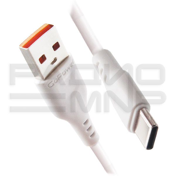 USB кабель шт.USB (A) - шт.Type-C 1м, 2,4A, белый GP01T "GoPower" 1
