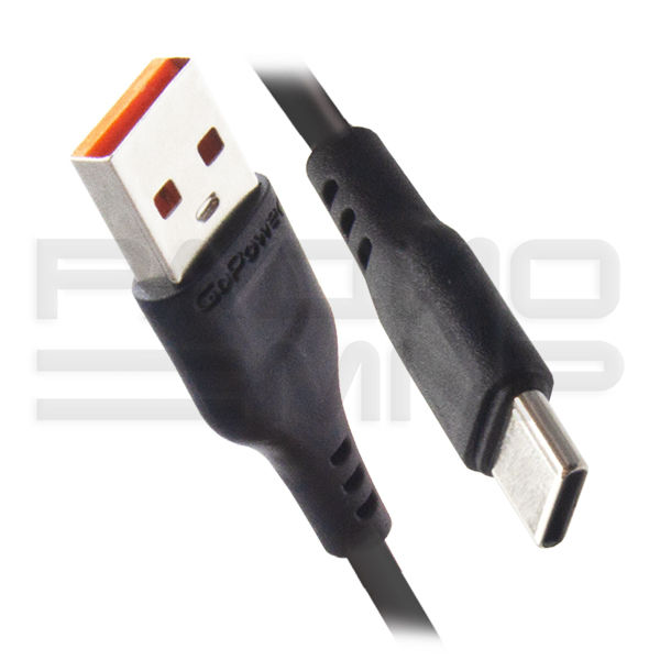 USB кабель шт.USB (A) - шт.Type-C 1м, 2,4A, чёрный GP01T "GoPower" 1