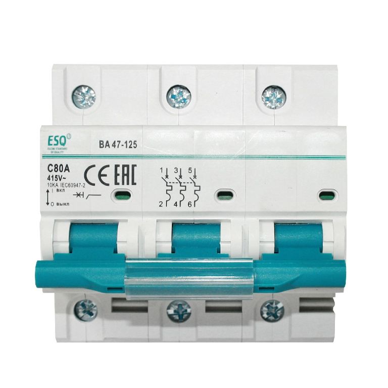 Автоматический выключатель ESQ ВА 47-125 3П 125А