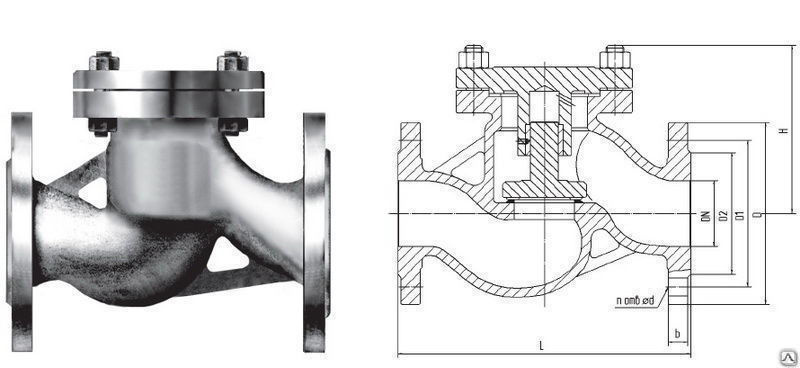 Клапан обратный фланцевый ду150