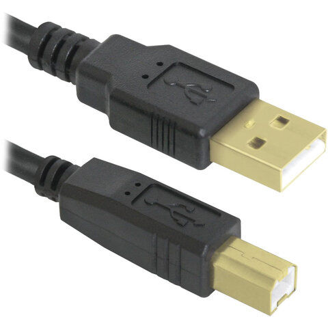 Кабель USB 2.0 AM-BM, 3 м, DEFENDER, 2 фильтра, для подключения принтеров,