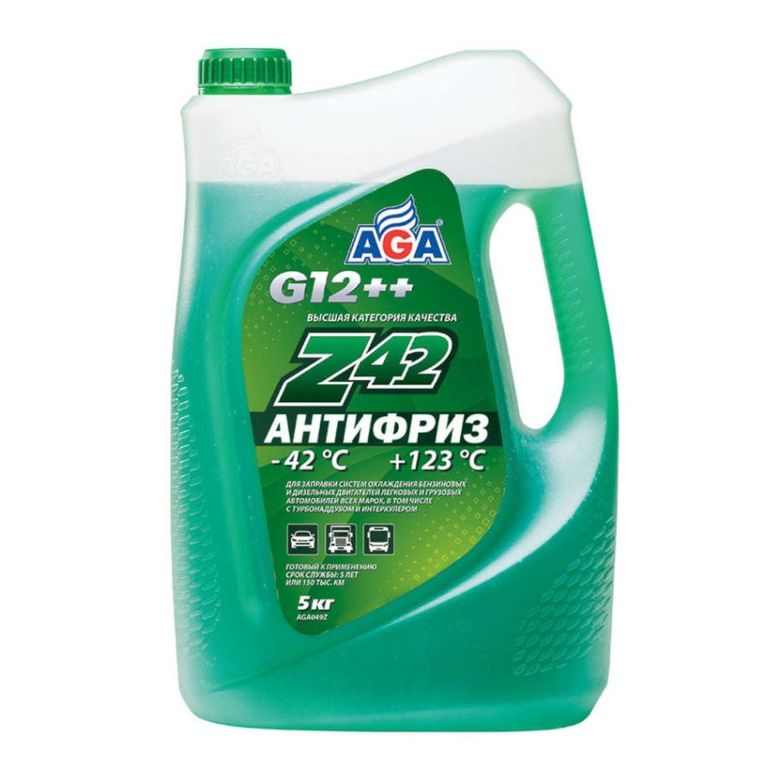 AGA Антифриз, готовый к применению, зеленый, -42С (5кг) AGA048Z