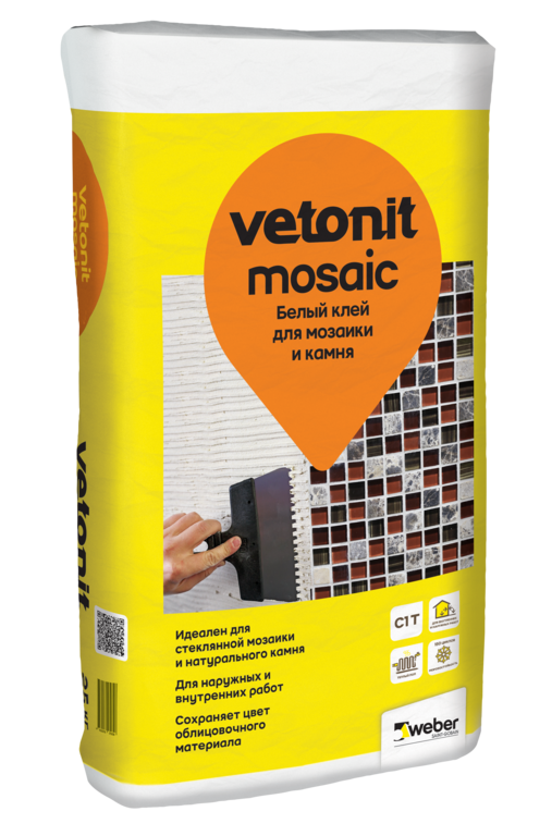 Белый клей для мозаики и камня Vetonit mosaic 25кг (48штпал)