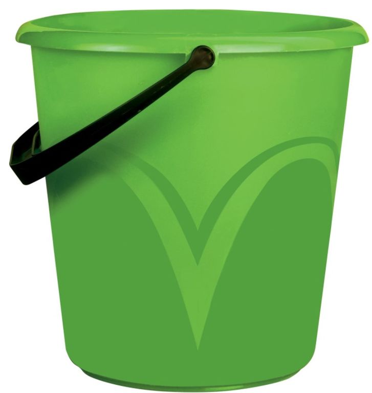 Ведро 10л без крышки, пластиковое, пищевое, цвет зеленый, мерная шкала с рисунком