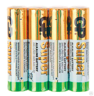 Батарейки 4 шт/уп GP Super, AAA (LR03, 24А), алкалиновые, мизинчиковые,п/у, 24ARS-2SB4 