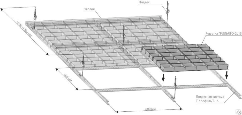Потолок грильято чертеж