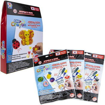 Набор тесто-мелков 1 Toy Clay Crayon ''Бабочка'' (3 цвета по 30 гр) в коробке 13 9x19x3 см Т19009
