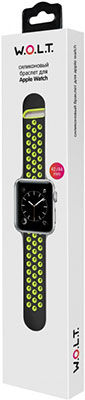 Силиконовый браслет W.O.L.T. для Apple Watch 42 мм черный зеленый