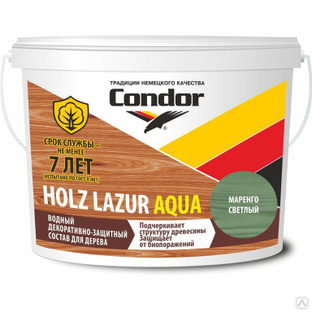 Водный защитный состав для дерева "CONDOR Holz Lazur Aqua" Маренго Светлый 