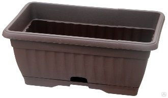 Ящик балконный пластиковый с поддоном 30x16 см, коричневый