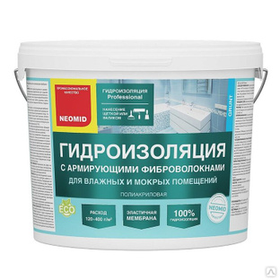 Гидроизоляция с фиброволокнами для влажных и мокрых помещений Неомид (12 кг 